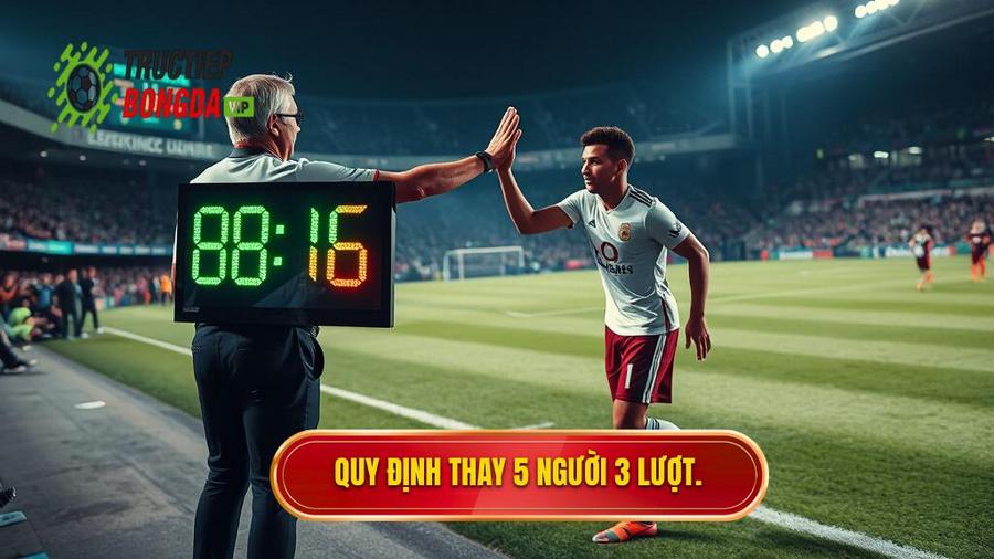 2. Quy định thay 5 người 3 lượt.